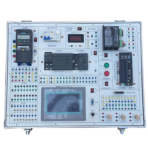 PLC变频器触摸屏综合实验装置,发动机总装与电气接线运行实训台